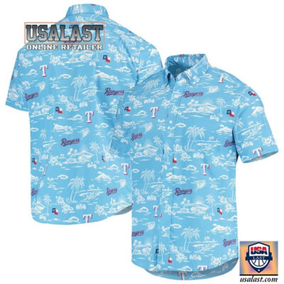 HOT Texas Rangers Light Blue Performance Hawaiian Shirt