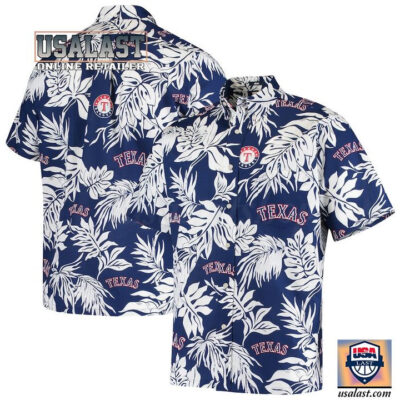 HOT Texas Rangers Spooner Navy Aloha Hawaiian Shirt