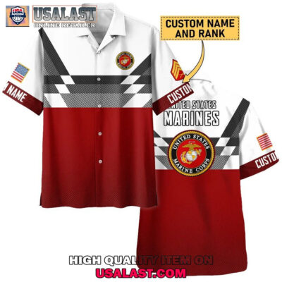 HOT U.S. Marine Corps Custom Name And Rank Trending Hawaiian Shirt