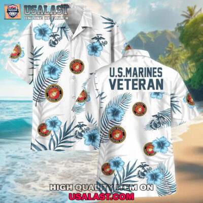 HOT U.S. Marine Corps Tropical Floral Summer Hawaiian Shirt