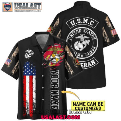 HOT U.S. Marine Corps Veterans Red White And Blue Custom Hawaiian Shirt