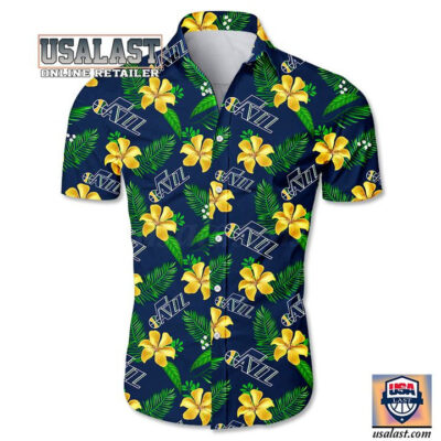 HOT Utah Jazz Tropical Flowers Button Up Shirt