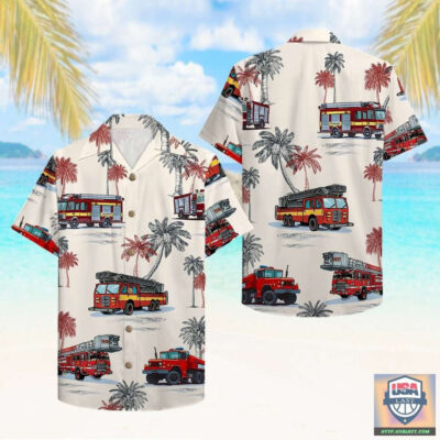 Firefighter Fire Truck Pattern Hawaiian Shirt