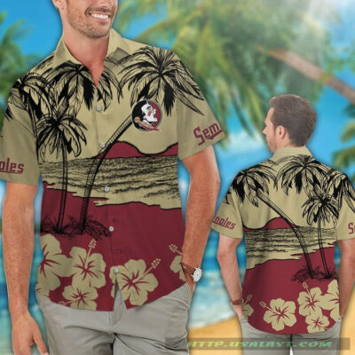 Florida State Seminoles Hibiscus Hawaiian Shirt Beach Short