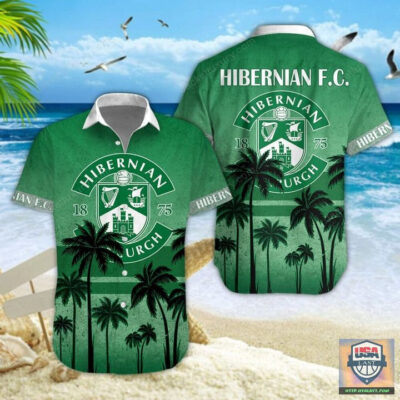 Hibernian F.C Palm Tree Hawaiian Shirt Beach Short