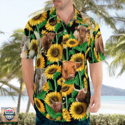 Highland Cattle Loves Hawaiian Shirt Summer Short